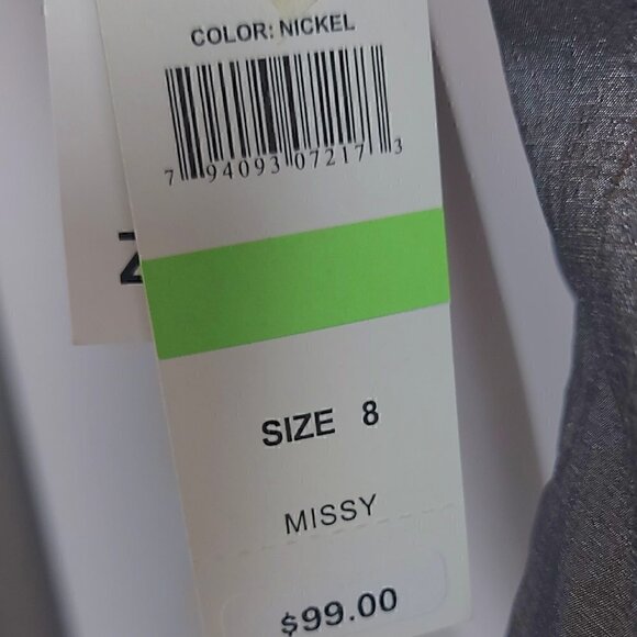 S.L. Fashions Cap Slv Petal One Shldr Sheath Dress Size 8 Color is Nickel (NWT) - Picture 8 of 16